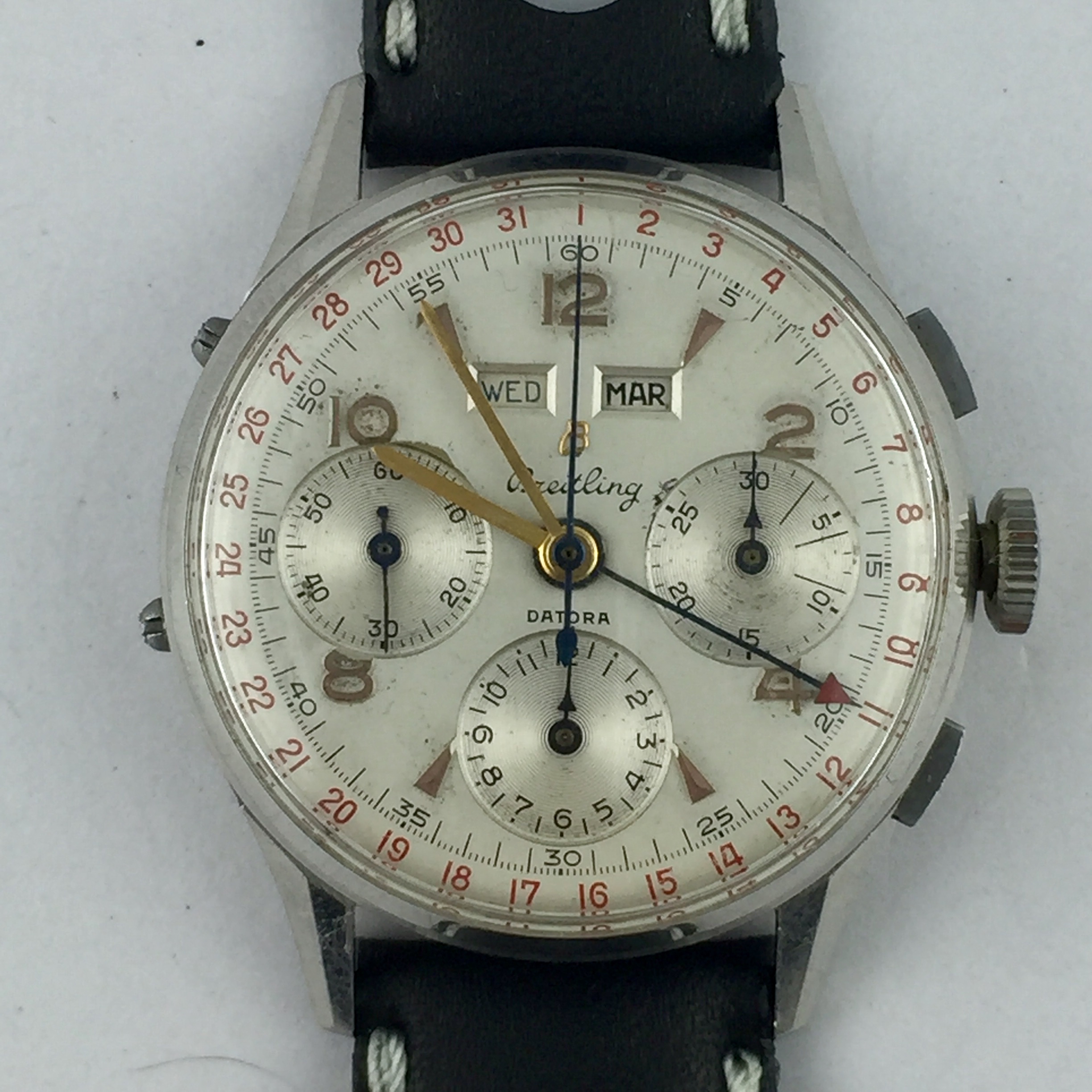 BREITLING DATORA MANUAL WIND MOVEMENT VALJOUX 72C 38MM