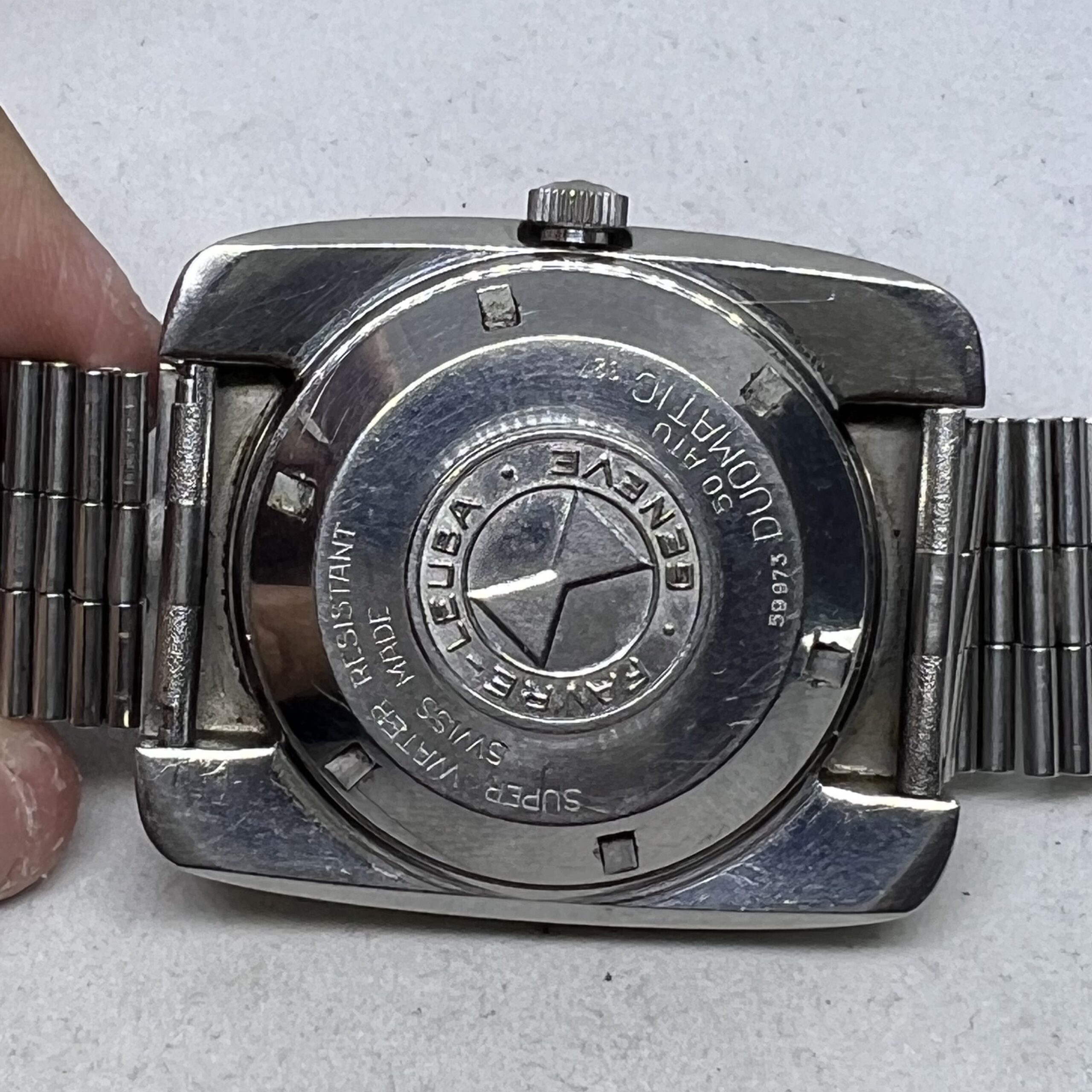 VINTAGE FAVRE LEUBA DEEP BLUE AUTOMATIC MOVEMENT DIVERS WRISTWATCH