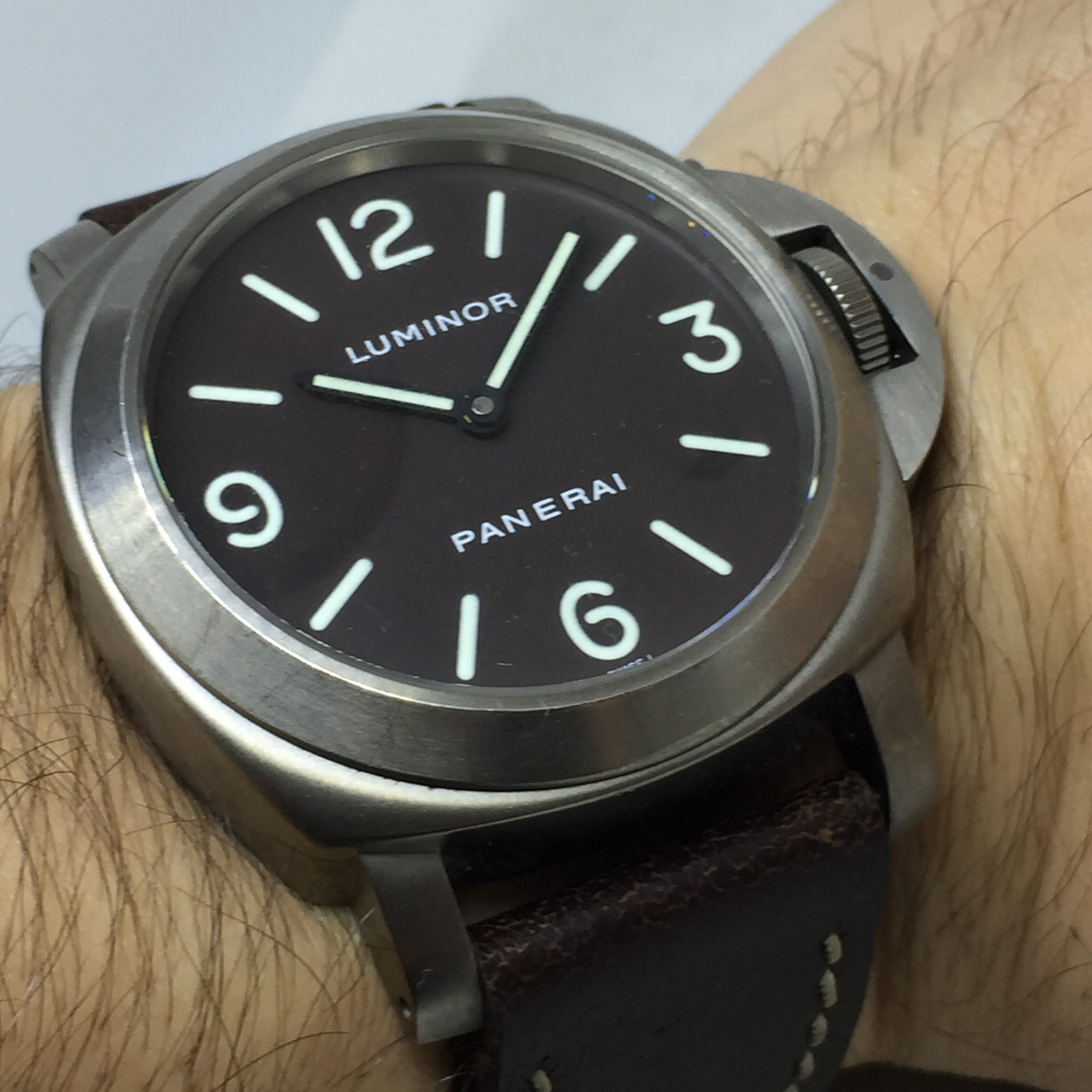 PANERAI LUMINOR BASE TOBACCO BROWN DIAL REF PAM116 MANUAL WIND TITANIUM 44MM LIMITED EDITION 1200 UNITS