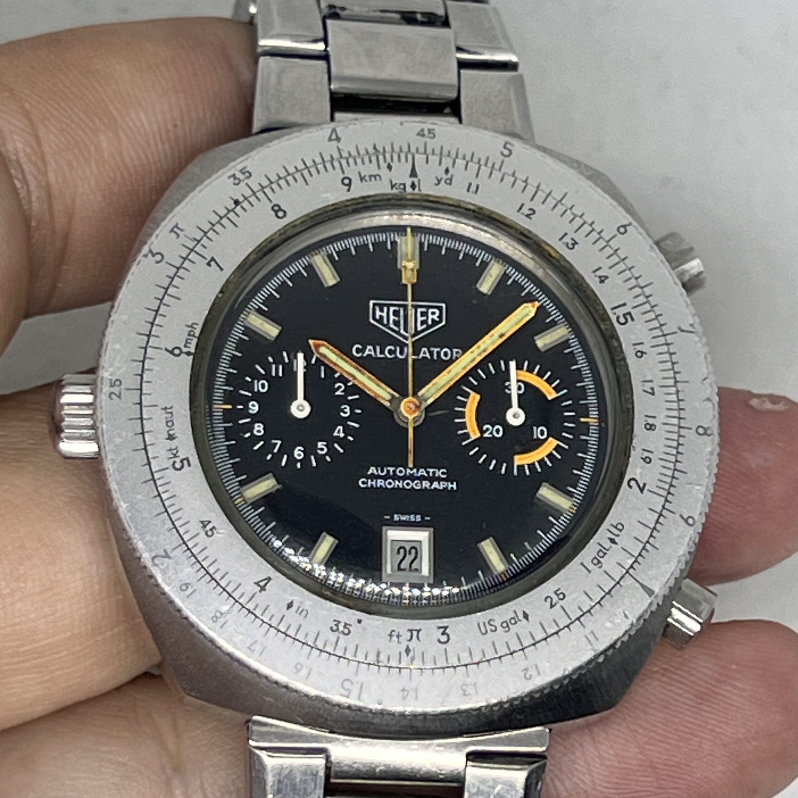 HEUER CALCULATOR AUTOMATIC MOVEMENT ORIGINAL BRACELET STAINLESS STEEL