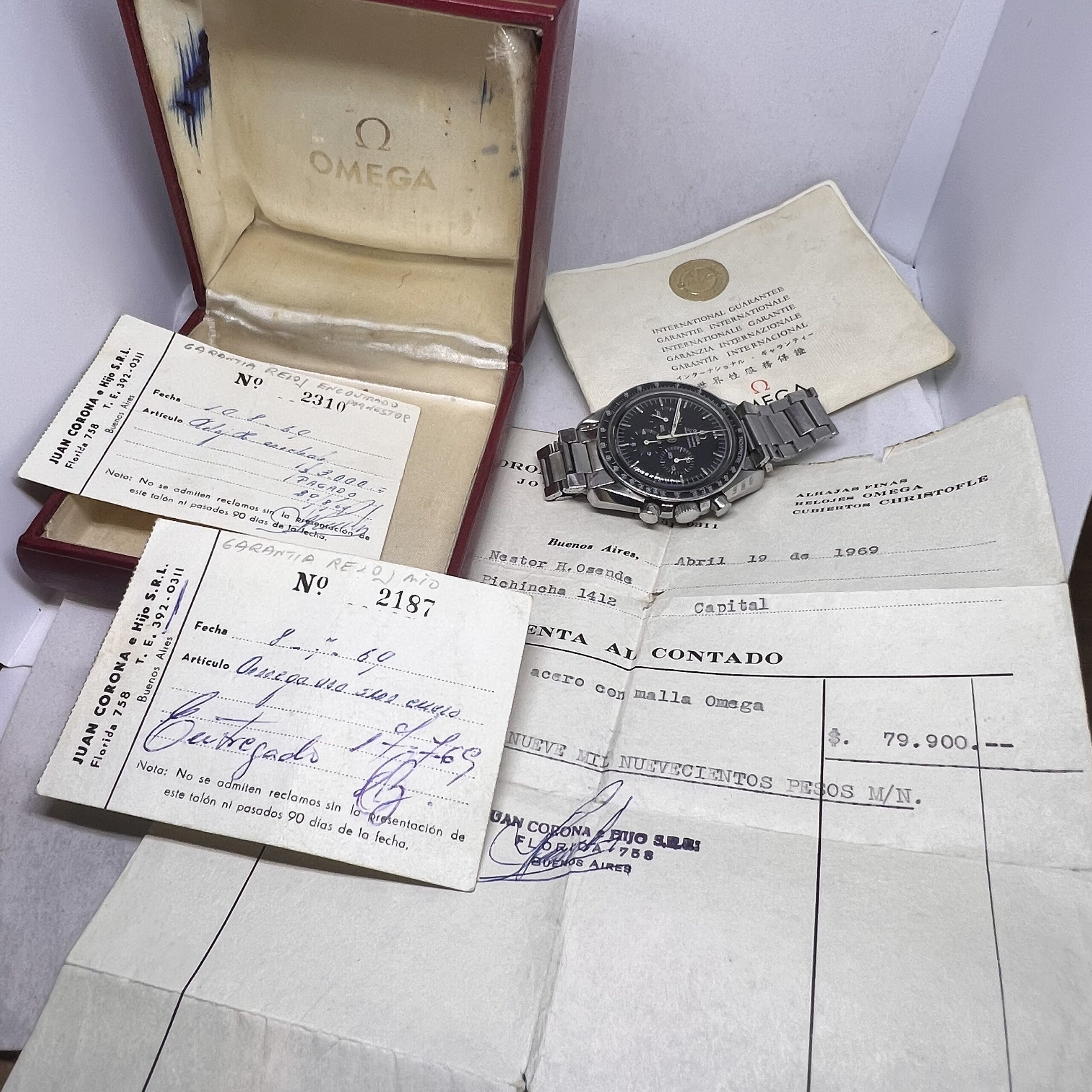 OMEGA SPEEDMASTER REF 145.022 MANUAL WIND MOVEMENT CHRONOGRAPH CAL 861 FROM 1969 FULL SET