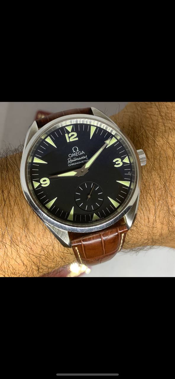 OMEGA RAILMASTER XXL 49MM MANUAL WIND MOVEMENT REF 28065237 WITH PAPERS