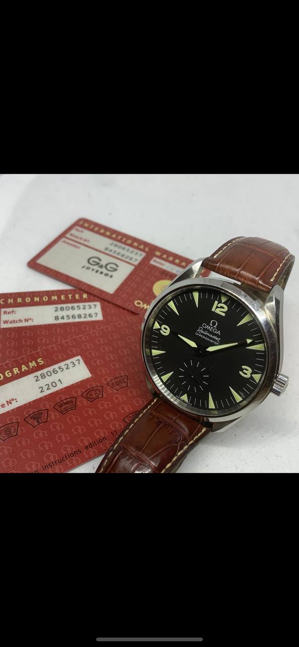 OMEGA RAILMASTER XXL 49MM MANUAL WIND MOVEMENT REF 28065237 WITH PAPERS