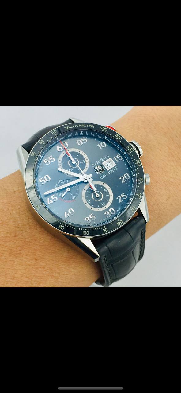 TAG HEUER 1887 CARRERA CERAMIC BLACK DIAL REF CAR2A11-1 AUTOMATIC MOVEMENT WITH PAPERS