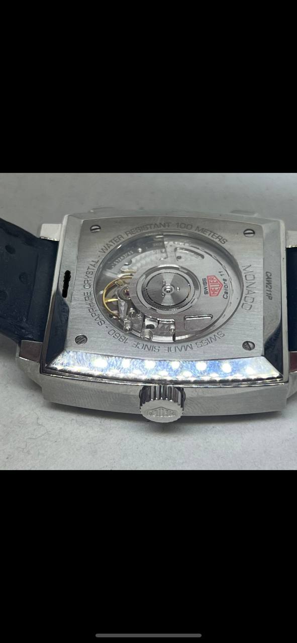 TAG HEUER MONACO REF CAW211P BLUE DIAL AUTOMATIC CALIBER 11 WITH CARD