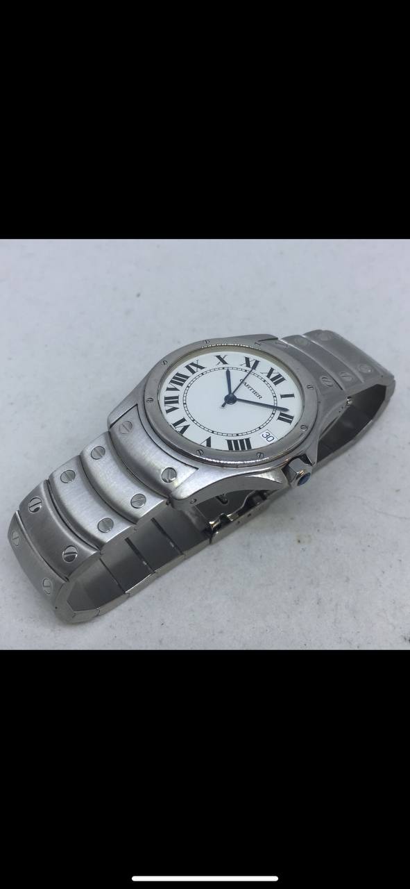 CARTIER SANTOS RONDE REF 1920-1 WHITE DIAL AUTOMATIC MOVEMENT 33MM