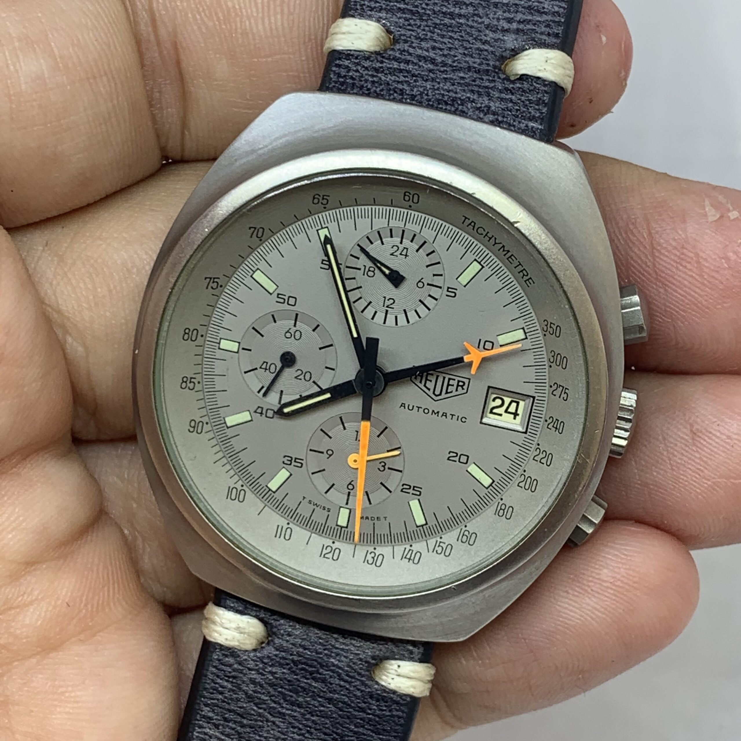 HEUER LEMANIA AUTOMATIC MOVEMENT CAL 5100 CHRONOGRAPH WHITE DIAL