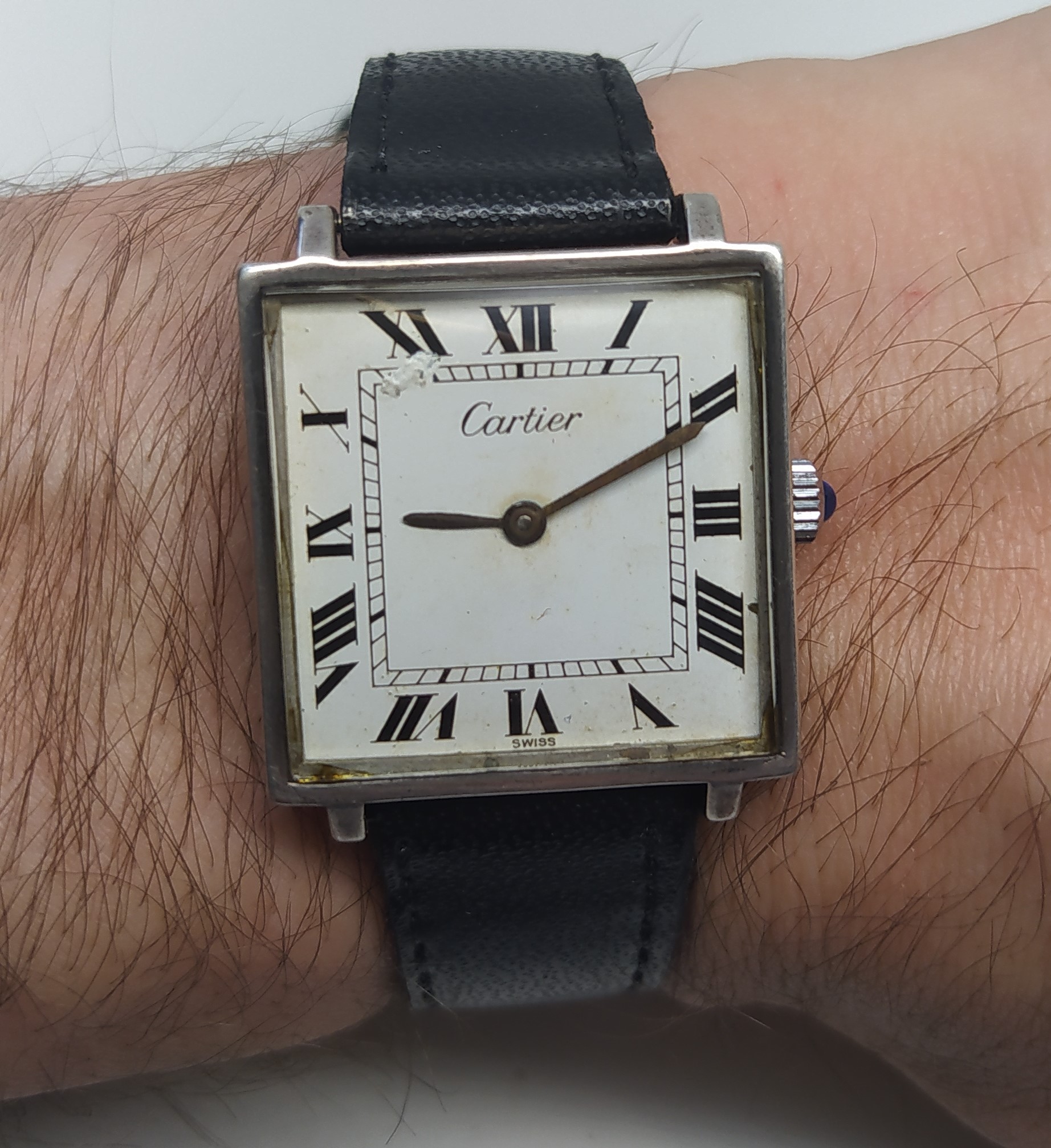 CARTIER TANK SQUARED 1976 SILVER.925 PRE-MUST MANUAL WIND MOVEMENT